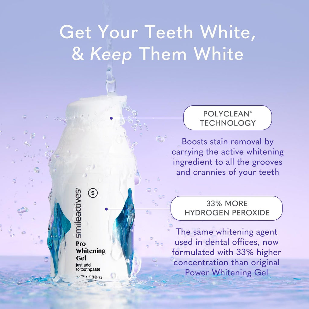 Smileactives Teeth Whitening Gel for Toothpaste with Clinical-Grade Hydrogen Peroxide, Tooth Stain Remover for White Teeth, Dentist Quality Pro Whitening Gel to Remove Stains, 90 Day, 3.8 oz Bottle