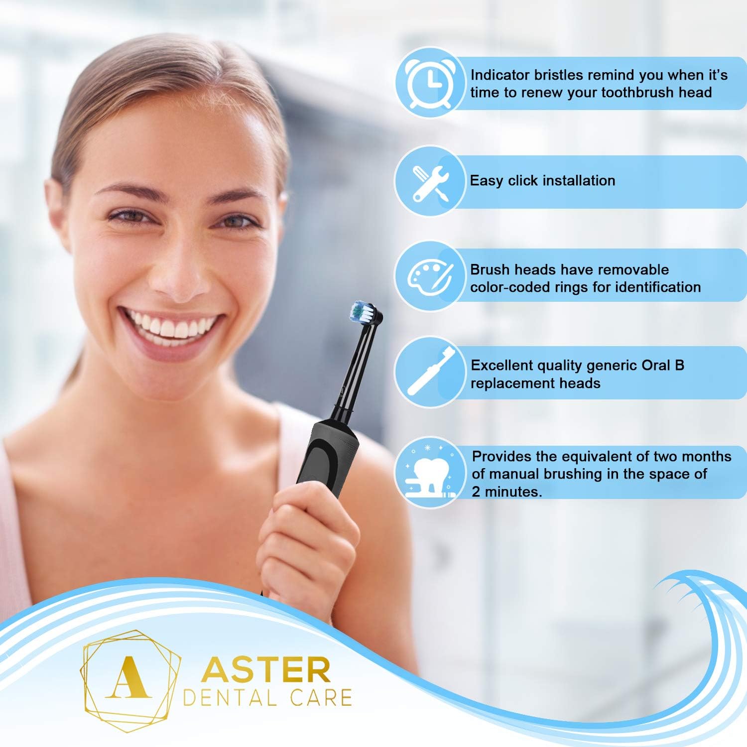 Toothbrush Head Compatible with Oral B - 16 Pack Aster Replacement Electric Professional Toothbrush Heads Deep and Precise Cleaning Brush Heads Toothbrush Heads Compatible with Oral B Braun