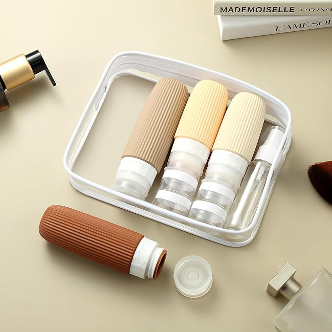 16 Pack Travel Bottles Set, TSA Approved Leak Proof Silicone Squeezable Containers for Toiletries, Refillable Travel Accessories for Conditioner, Shampoo, Lotion & Body Wash Accessories