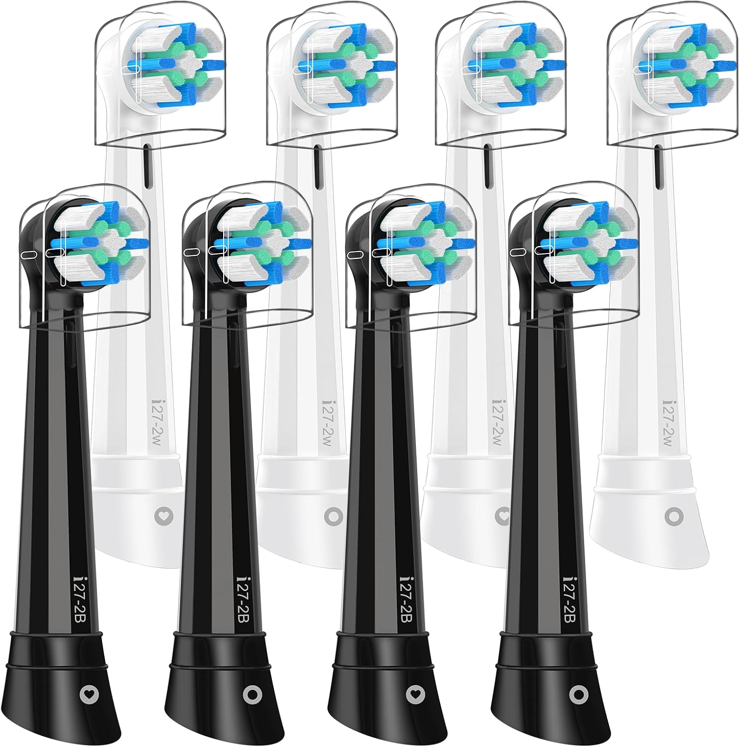 IO Replacement Heads Compatible with Oral b IO 2/3/4/5/6/7/8/9/10 Series Electric Toothbrush, Brush Heads Refills Compatible with Oral B IO for Teeth Clean (8 Black/White)