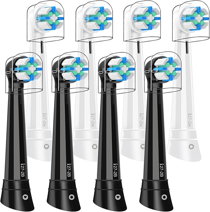 8 Pack IO Replacement Heads Compatible with Oral B IO 2/3/4/5/6/7/8/9/10/Deep Clean Series Electric Toothbrushes, Brush Heads Compatible with Oral B iO (Black/White)