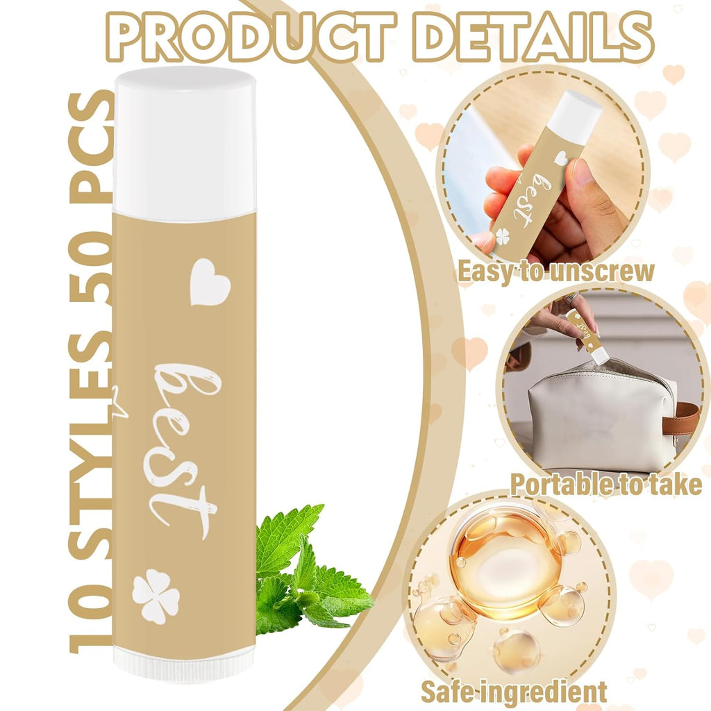 50 PCS Appreciation Gifts Lip Balms Bulk,Thank You Staff Gifts Lips Care Products for Team Coworkers Teacher Party Volunteers Employee Leaving Farewell Thanksgiving, Christmas Gifts