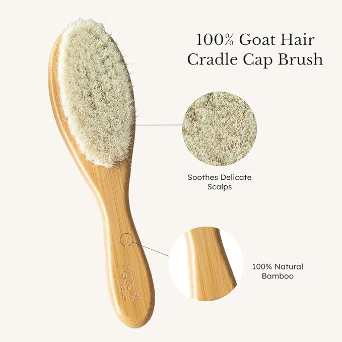 Kyte BABY Bamboo 3-Piece Brush Set - 1 Goat Hair Brush, 1 Wooden Bristle Brush and 1 Bamboo Comb
