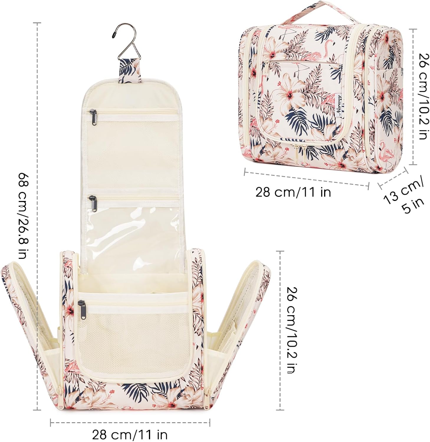 Narwey Hanging Toiletry Bag for Women Travel Makeup Bag Organizer Toiletries Bag for Cosmetics Essentials Accessories