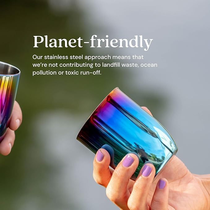 Ahimsa Stainless Steel Kids Cup, Pediatrician Designed, Colorful Toddler Cups for Open Cup Training, 8oz, 100% BPA Free & Dishwasher Safe, Single Iridescent Blue