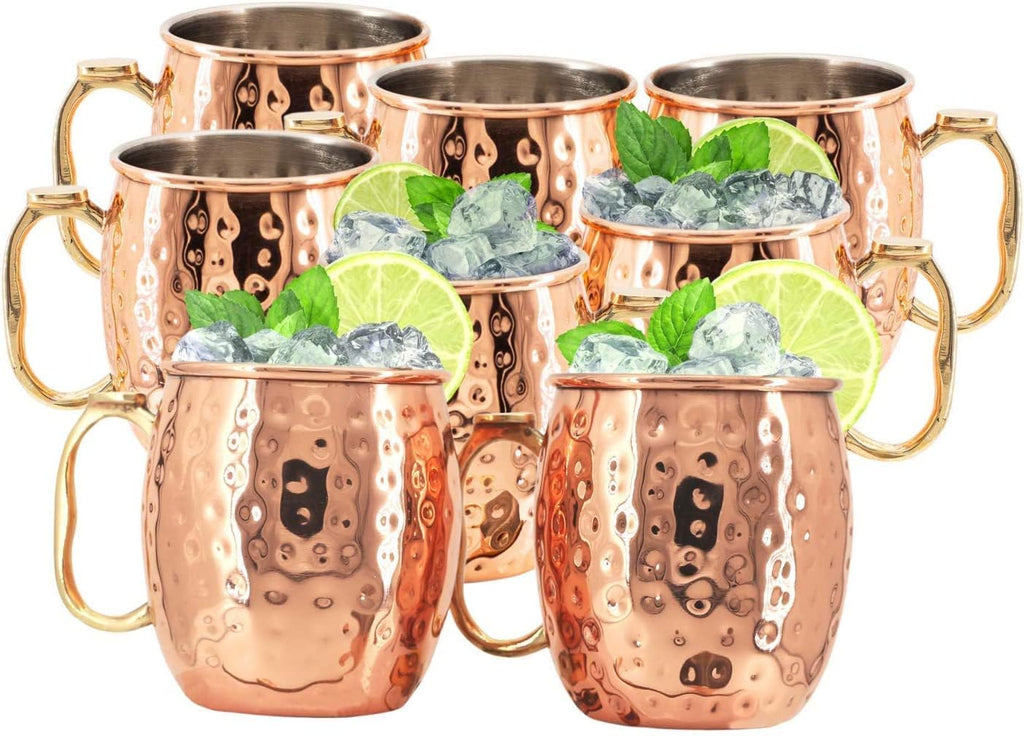 Stainless Steel Lined Copper Moscow Mule Cups Set of 96 (19oz) | Food Safe | High Grade Stainless Steel Mug w/New Thumb Rest | Tarnish-Resistant Steel Interior