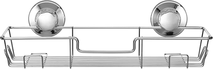 iPEGTOP Strong Suction Cup Adhesive Shower Caddy Bath Shelf Storage with Hooks, Combo Organizer Basket for Shampoo, Conditioner, Soap, Razor Bathroom Accessories - Rustproof Stainless Steel