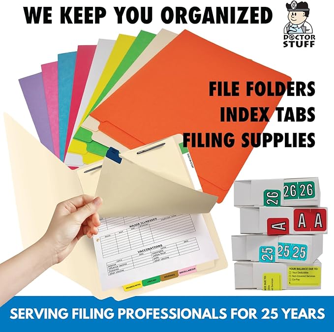 2026 Year Labels, Doctor Stuff 2026 Chart Stickers, Orange/Black Color Coded, Jeter Style, USA Made Year Labels for End Tab File Folders, 500/Roll, 1 Roll, 3/4" x 1-1/2"