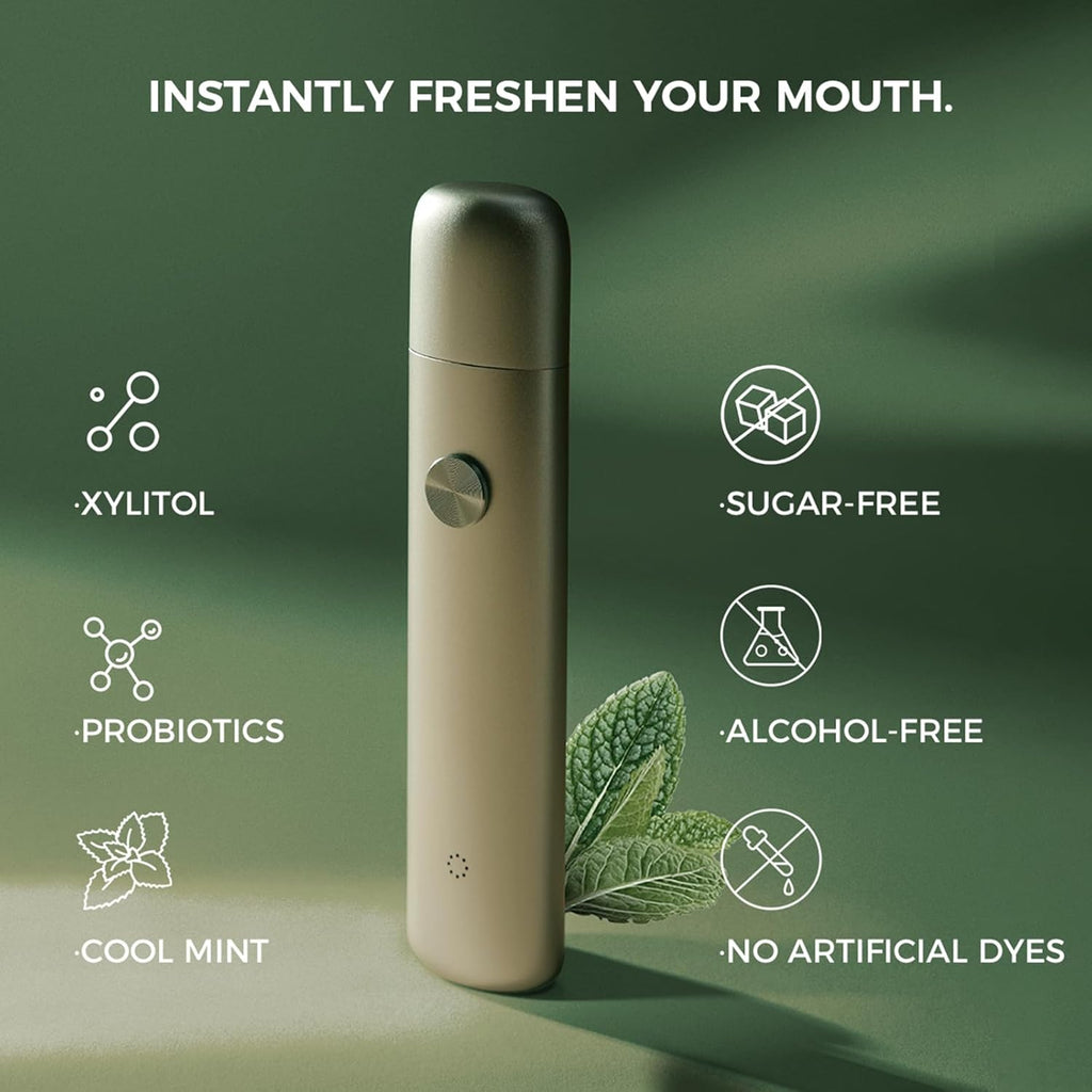 Smart Electric Oral Spray - Mouth Spray Fresh Breath, Cool Mint Breath Spray, Mouth Freshener Spray, Rechargeable, Alcohol Free, With 8 Pods (Classic+8 Bombs)