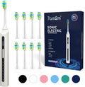 7AM2M Sonic Electric Toothbrush, High Power Rechargeable Toothbrushes, with 8 Brush Heads for Adults and Kids, 15 Adjustable Modes, Built-in 2-Minute Smart Timer, 4 Hours Fast Charge(White)