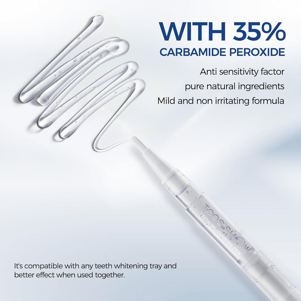 5 x Teeth Whitening Pen Gel (4+1 Desensitizing Gel), No Sensitivity Teeth Whitening Gel Kit, Effective Teeth Whitener, Travel-Friendly Tooth Whitening Pen, Carbamide Peroxide Tooth Bleaching