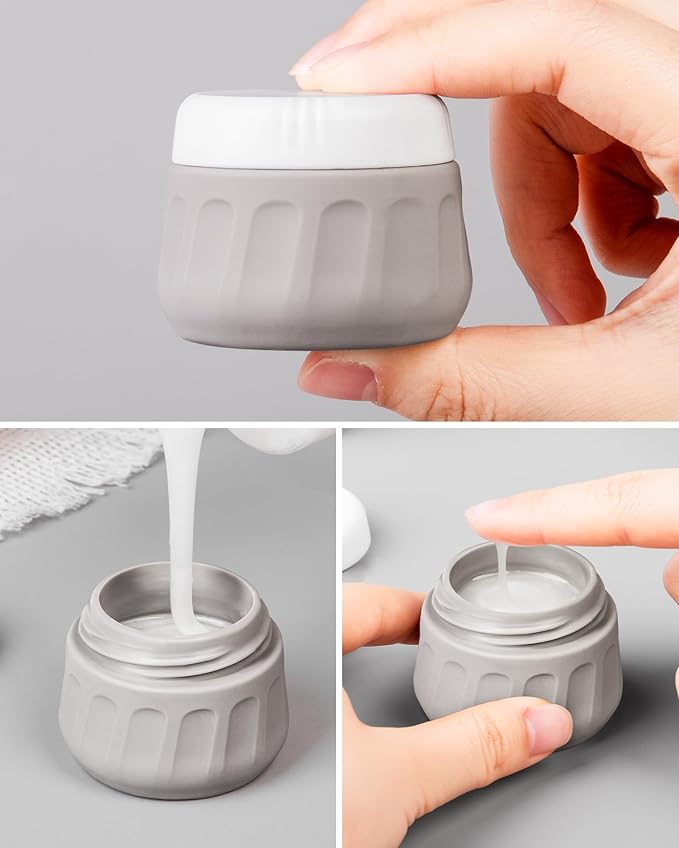 Travel Bottles for Toiletries 8 Pack, TSA Approved Travel Size Containers 3oz, Leak Proof Silicone Squeezable Creams Jars with Clear Travel Bag