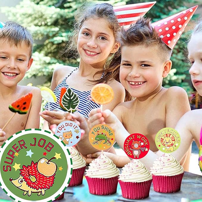 1000 PCS Cartoon Animal Stickers for Kids,Reward Stickers for Kid Teacher Classroom School Home Office (1 Inch / 2 Rolls)