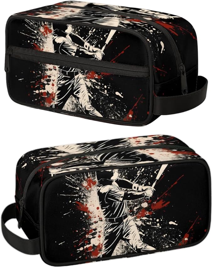 Baseball Player Boys Travel Toiletry Bag Waterproof Wash Bag Shower Shaving Bag Cosmetic Organizer Makeup Bag Portable Toiletries Accessories for Women Men Ball Theme