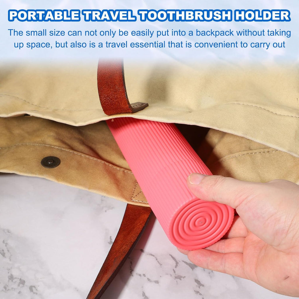 uxcell 2Pcs Travel Toothbrush Case, 7.9x2.4x2.4 Portable Travel Toothbrush Holder with Stripe, Plastic Toothpaste Container for Bathroom, Gym, Business Trip, Camping, Blue