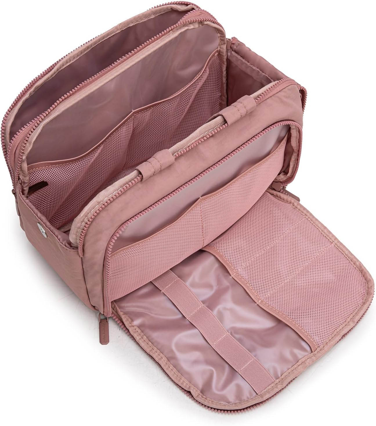 Montana West Travel Toiletry Bag Large Capacity Travel Bags Soft Dark Pink Makeup Organizer Lightweight Puffy Cosmetic Bag with Waterproof Compartment