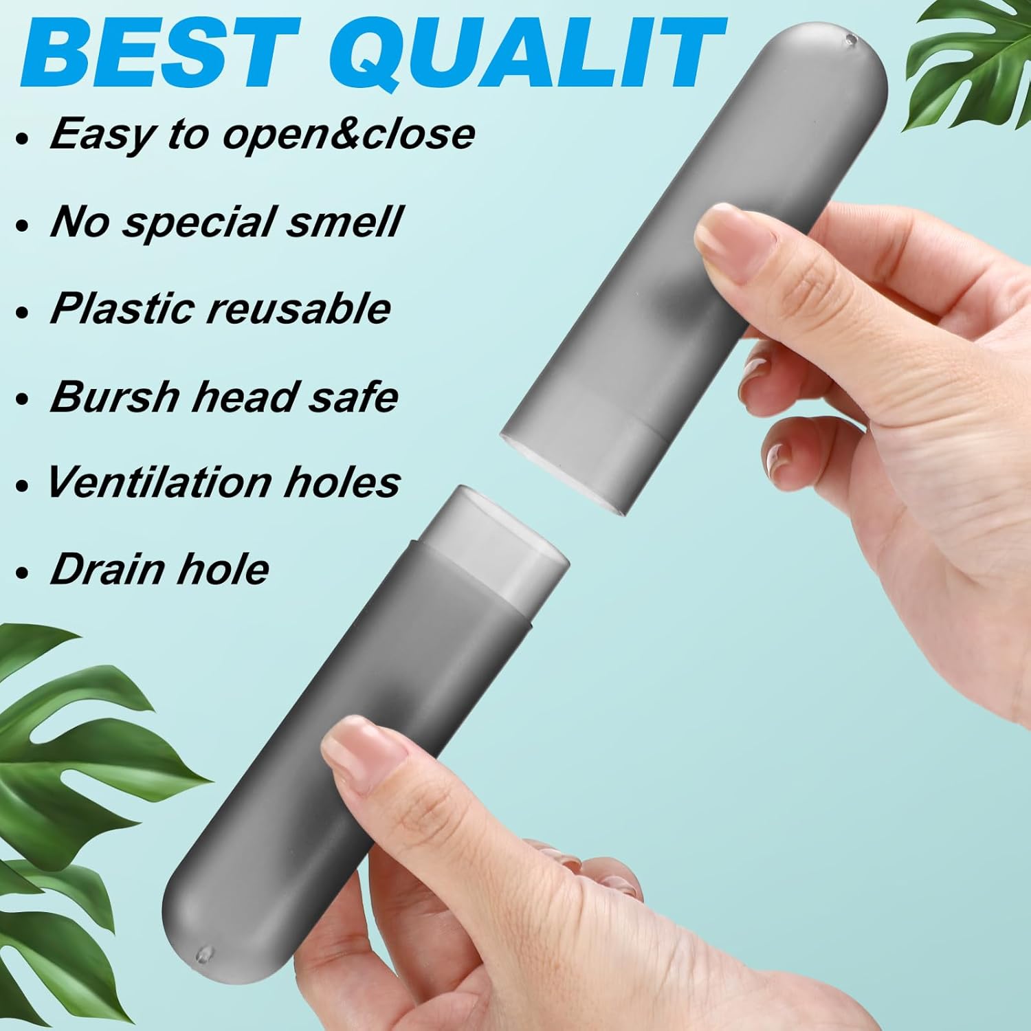 Sieral 90 Pack Travel Toothbrush Case Holder - Bulk Breathable Portable Toothbrush Storage Plastic Container for Home, Outdoor, Travel, Trip, Camping, 8 x 1.2 Inch (Gray)