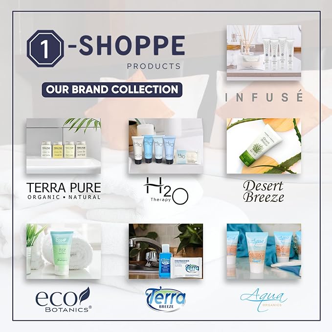 H2O Therapy Hotel Soaps & Toiletries Bulk Set | 1-Shoppe Amenities Kit | 0.85oz Shampoo & Conditioner, Body Wash, Lotion, 1oz Bar Soap | Travel Size | 150 Pieces