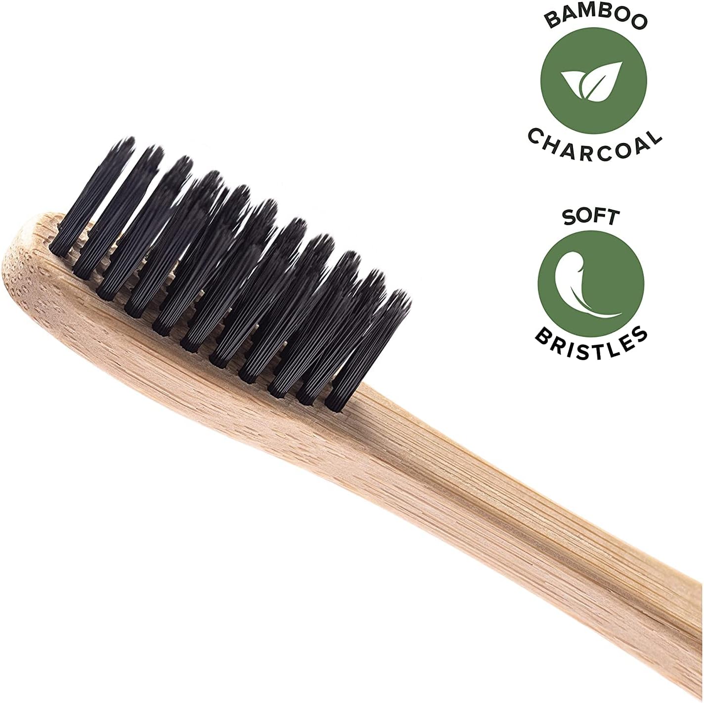 Greenzla Bamboo Toothbrushes for Adults – 12 Pack Wooden Toothbrush Set with Charcoal-Infused Soft Bristles, Natural Oral Care for Daily Use