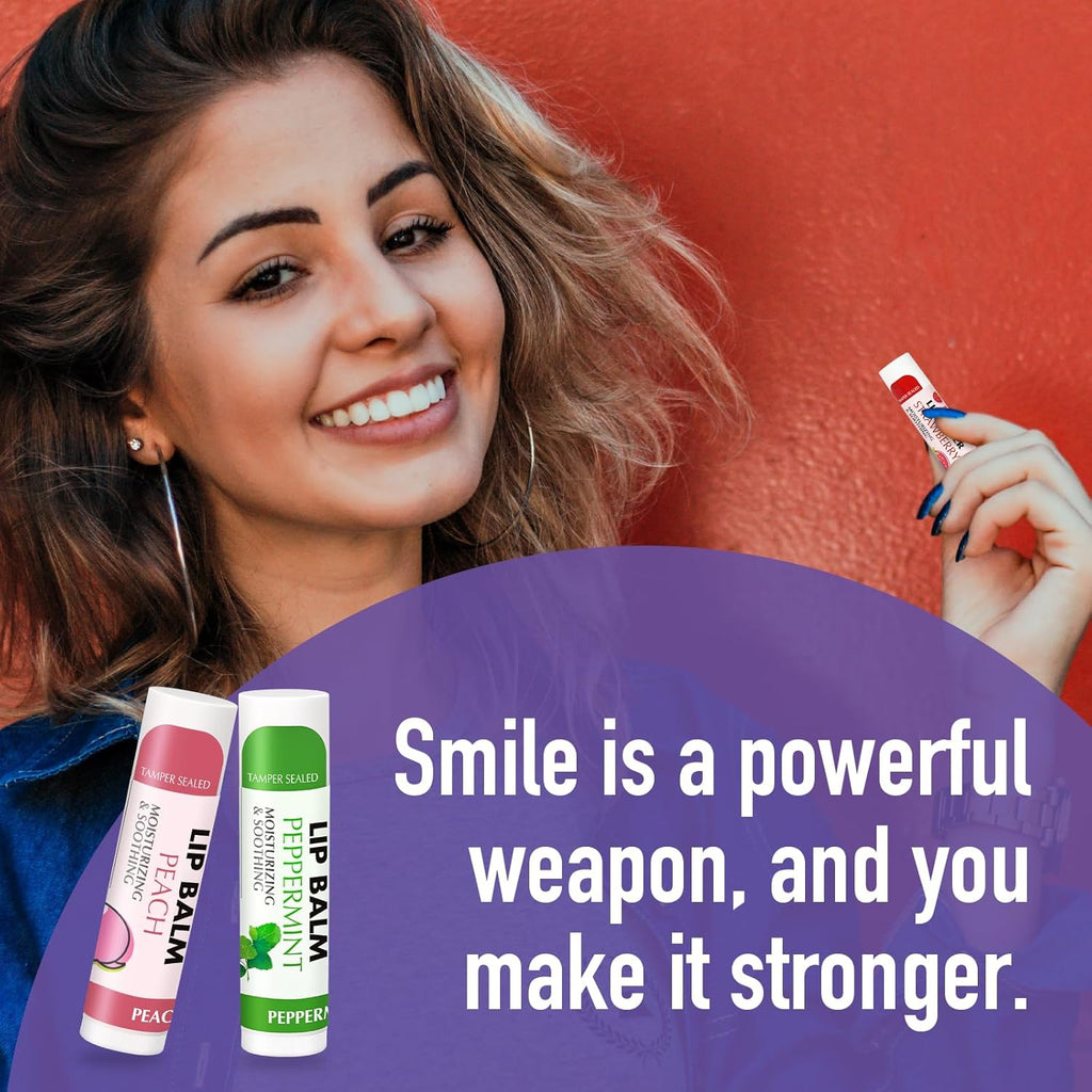 AZEN 24 Pack Lip Balm, Natural Lip Balm Bulk, Lip Care Product, Moisturizing Lip Balms for dry cracked lips - 12 Flavors