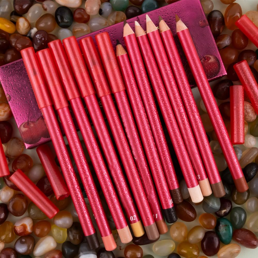 12Pcs Lip Liner Pencil Set - Matte Lip Combo for Women, Waterproof & Smudgeproof, Precise Lip Shaping & Sculpting, Includes Sharpener, Assorted Colors Set A