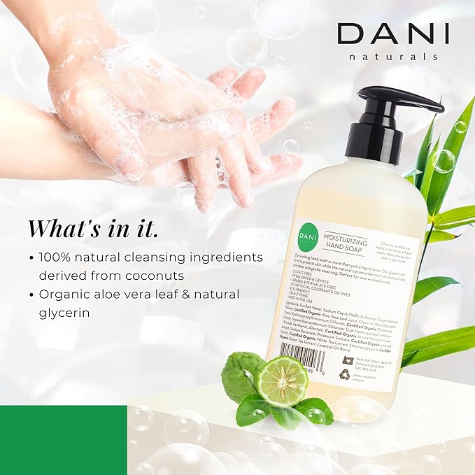 DANI Naturals Moisturizing Hand Soap – Bamboo Bergamot Scent, Hydrating, Sulfate-Free & Paraben-Free, 12 Oz Bottle with Pump, Gentle Cleansing for Dry Skin
