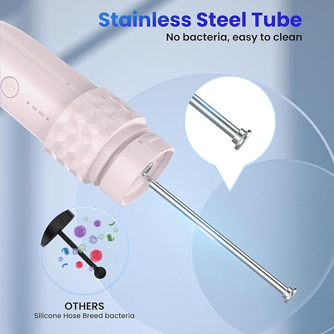 Portable Water flosser with Electric Toothbrush, 2 in 1 Teeth Cleaning Kit, Electric Toothbrush and flosser Combo, Water Flosser for Travel and Home (Pink)