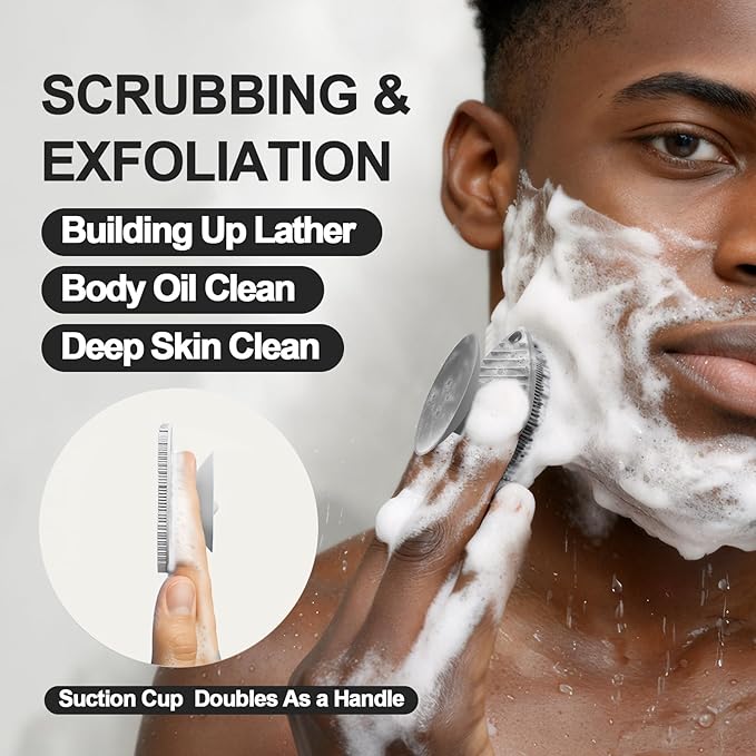 2 Pack Face Scrubbers, Silicone Face Scrubber Soft Bristles, Gentle Lather, Exfoliating & Deep Cleaning for Sensitive Skin, Giant Suction Cup Stick Securely, Easy to Store (Gray)