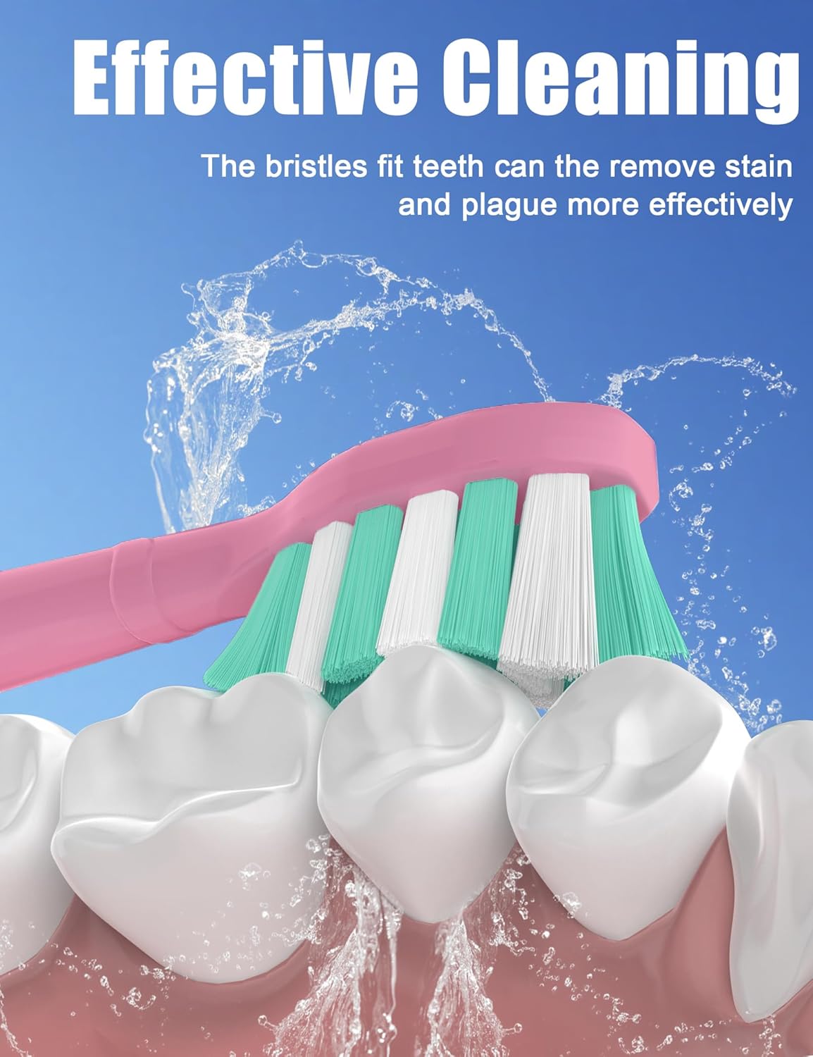 Toothbrush Replacement Heads for Philips Sonicare 4100 5100 Plaque Control Gum Health Simply Clean Electric Brush Head, 4 Pack, Pink