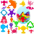 Suction Bath Toys for Kids, 33 Pcs Silicone Bathtub Suction Cup Toys, Travel Sensory Window Building Toys for Toddlers Boys Girls 3 4 5 6 Year Old