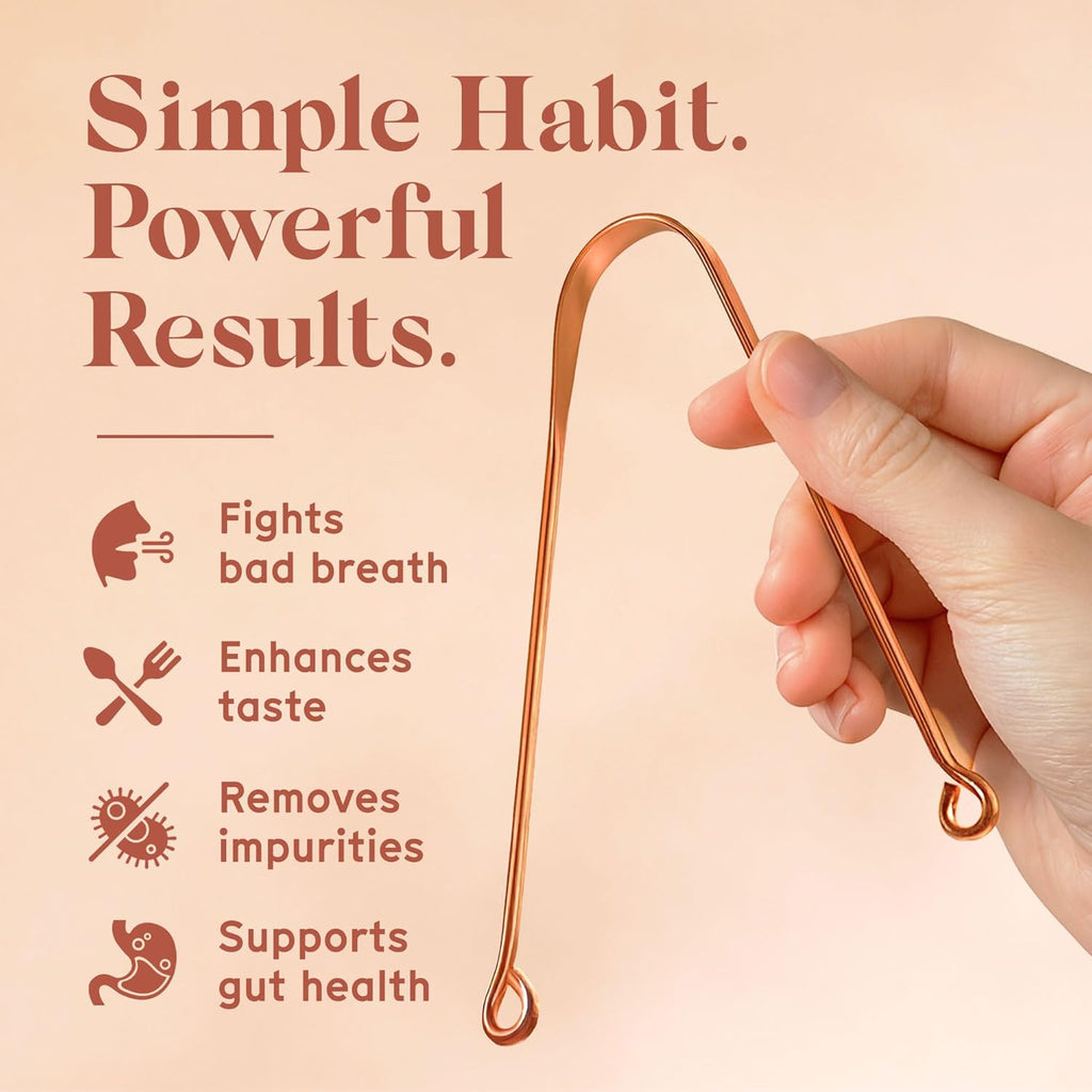 Arista 100% Copper Tongue Scraper for Adults & Kids – Metal Tongue Scraper Copper for Bad Breath, Oral Care & Hygiene – 2 Pack with Travel Pouches
