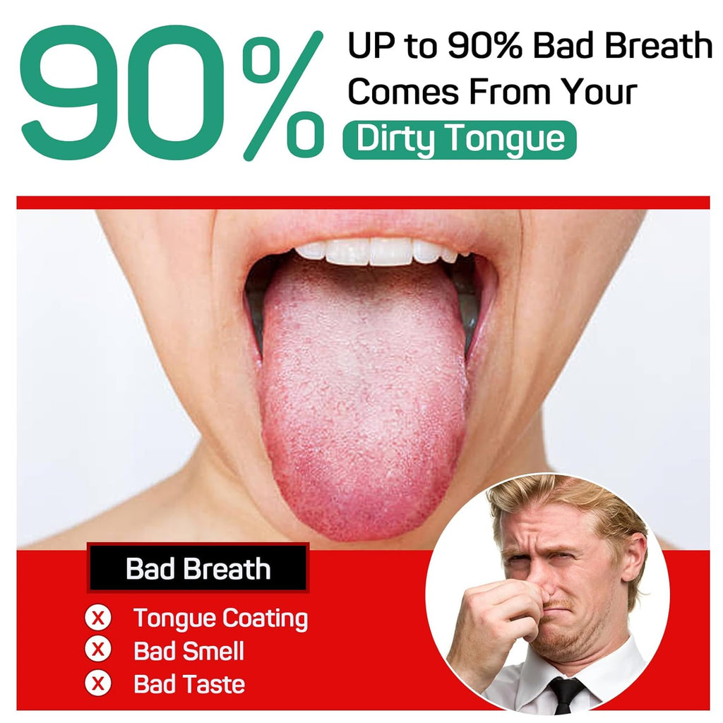 RONAVO Tongue Scraper (2 Pack), Cure Bad Breath, Stainless Steel Tongue Cleaners, Metal Tongue Scrapers Fresher Breath in Seconds