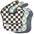 Tiny Twinkle Mess-Proof Baby Bibs for Eating | Waterproof, Wipeable Toddler Bibs with Catch-All Pocket | Feeding Bibs for Girls & Boys(3 Pack,Checkers Boy)