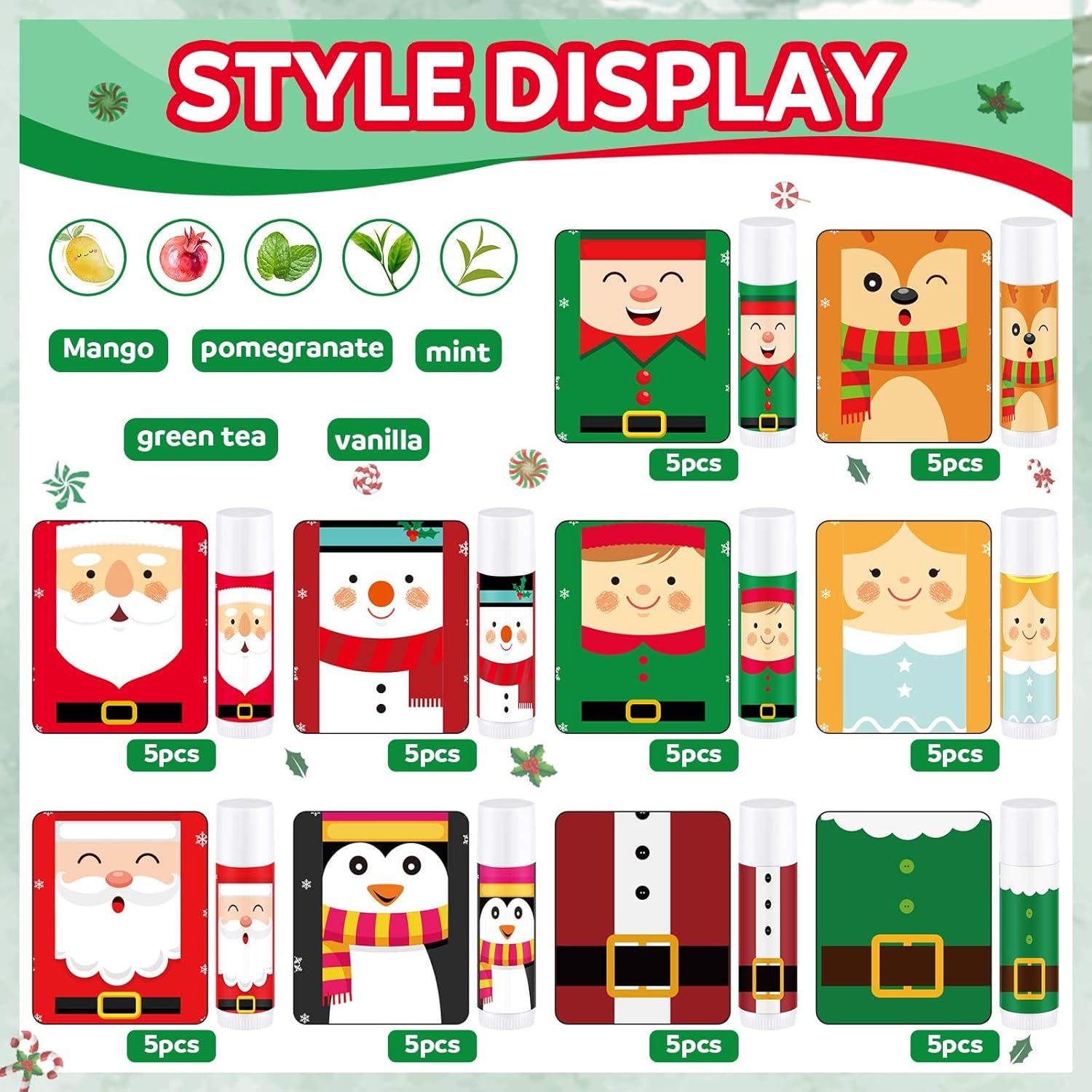 Dunzy 50 Pcs Lip Balm in Bulk Gift Set Moisturizing Lip Moisturizer Christmas Party Baby Shower Favors Christmas Party Gifts with Assorted Fruit Flavors for Women Men Dry Chapped Lips Gifts