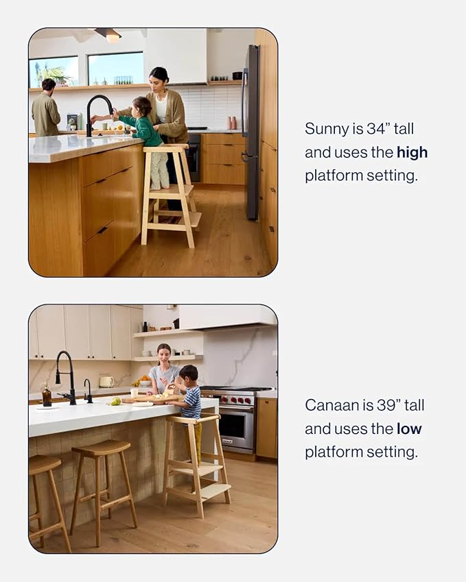 Lalo The Tower - Adjustable Height Toddler Kitchen Stool, Made from Sustainable Birch, Non-Toxic Finish, Supports Up to 200 lbs, Safe and Stylish Standing Tower for Toddlers, Easy to Clean