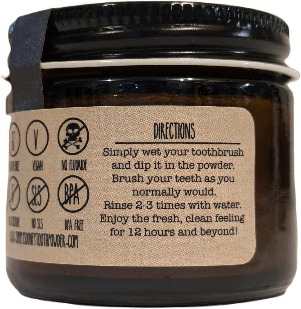 Remineralizing Vegan Fluoride Free Tooth Powder Peppermint Formula I Glass Jar I Stronger Teeth I Fresh Breath I with Xylitol