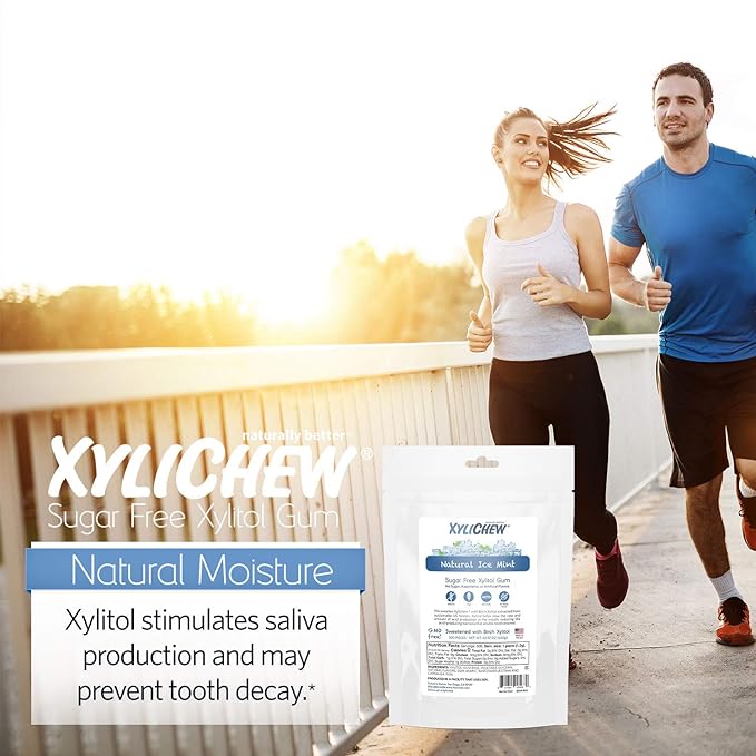 Xylichew 100% Xylitol Chewing Gum - Non GMO, Non Aspartame, Gluten Free, and Sugar Free Gum - Natural Oral Care, Relieves Bad Breath and Dry Mouth - Ice Mint, 500 Count