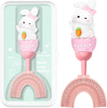 U-Shaped Toothbrush for Kids Ages 2-7，Soft Food-Grade Silicone for Sensitive Gums，360° Teeth Cleaning Design，Training & Travel-Friendly Toddler's Toothbrush (Pink)