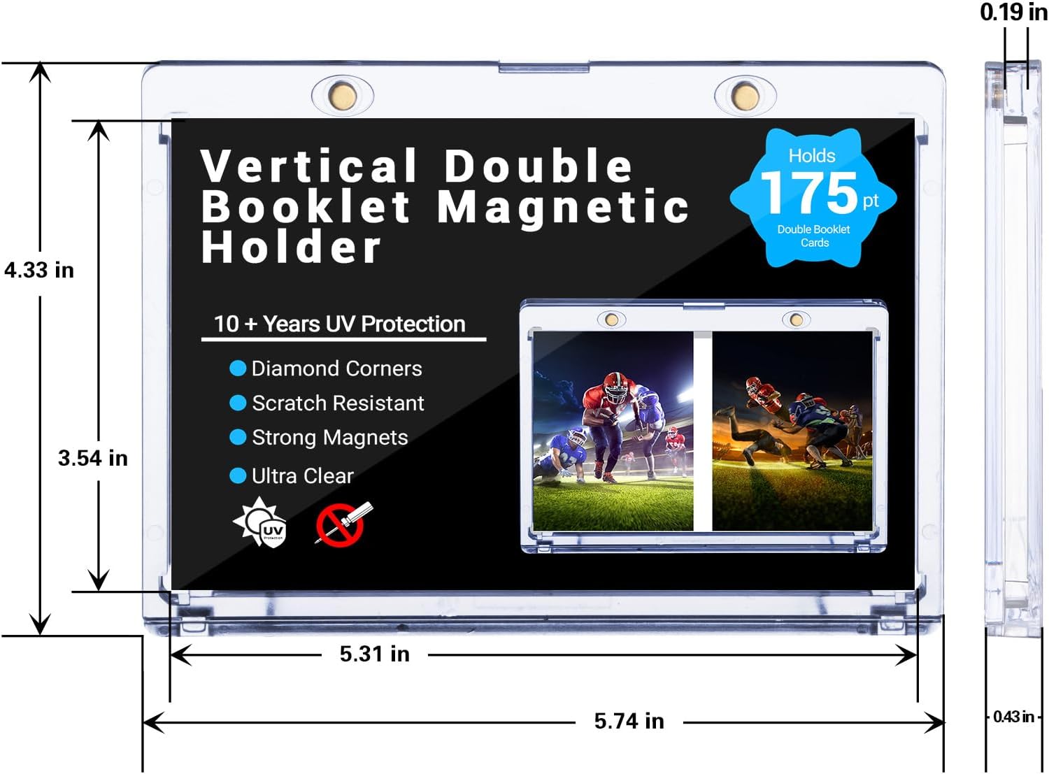 2-Pack Vertical Booklet Magnetic Card-Holder - 175PT Booklet Case-UV Protection, One Touch Booklet Magnetic Card Holder Fit for National Treasure Cards, Script Cards Storage and Playbook Cards Display