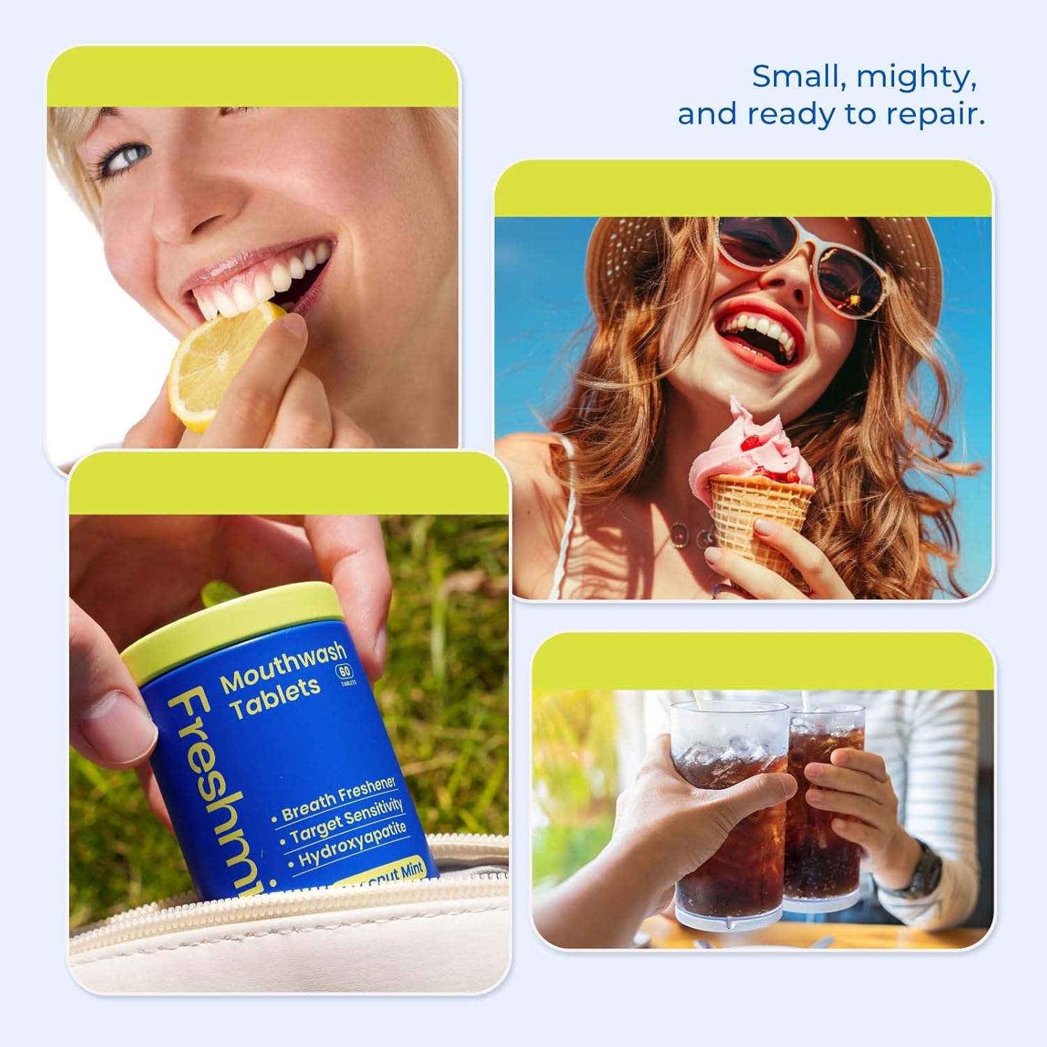 Travel Mouthwash Tablets for Sensitive Teeth & Gum Health – Fluoride & Alcohol-Free, Nano-Hydroxyapatite (NHA) & Xylitol for Bad Breath & Tooth Repair (60 Count)