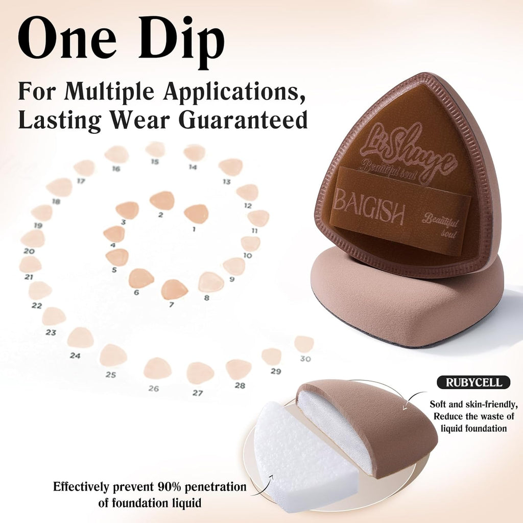 Makeup Sponge Set For Foundation Concealer, Triangle Powder Puff Soft Sponges Blender, Latex Free Blender Sponge For Liquid, Cream, and Powder Seamless & Flawless Makeup (Maillard 4 Set)