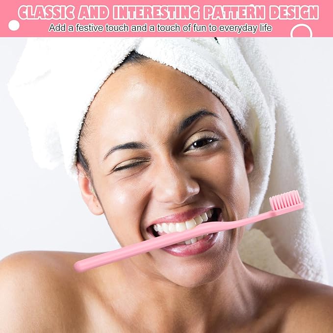 12 Pcs Pink Toothbrush Extra Soft Toothbrush Intensive Clean Tooth Brush for Adults Deep Clean Tooth Brush Individually Wrapped Gentle Bristles for Home Hotels Travel Supplies