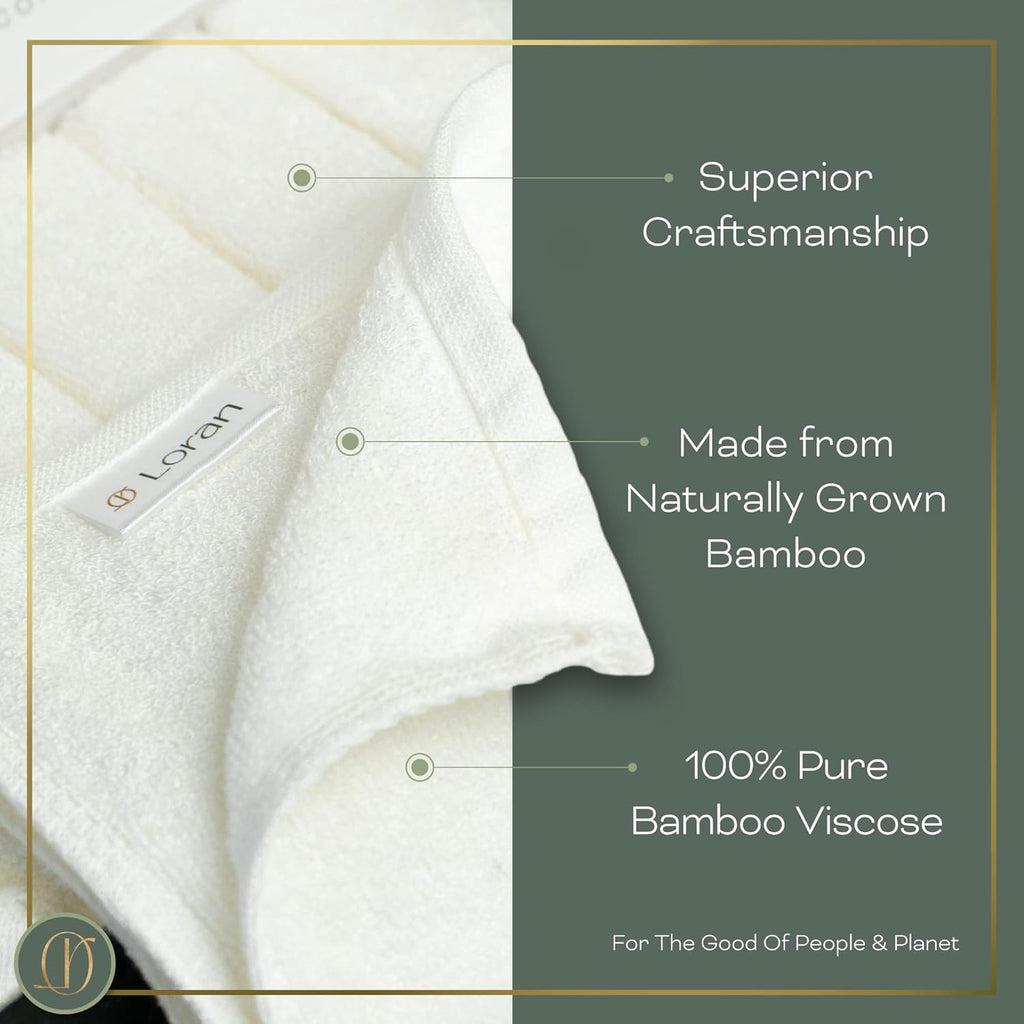 White Washcloths Set of 6 Soft Facial Cloths 10” x 10” 100% Viscose Derived from Bamboo Spa-Like Feel Silky Face Cloth for Skin Cleansing