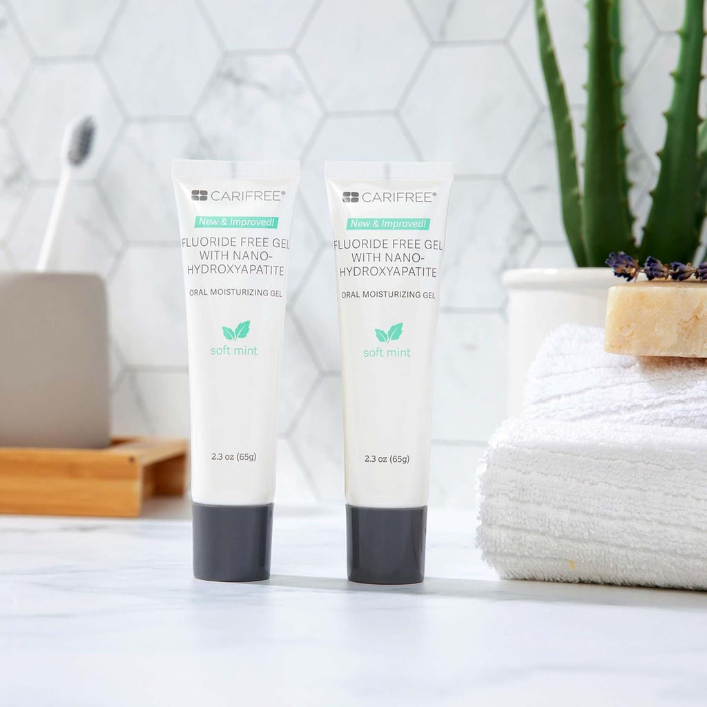 CariFree Fluoride Free Gel, Mint Flavored, Nano Hydroxyapatite Toothpaste, Neutralizes pH, Freshens Breath & Moistens Mouth, Dentist Recommended for Oral Care, (2.3 Ounce (Pack of 2), Soft Mint