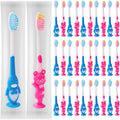 200 pcs Disposable Kids Toothbrushes Individually Wrapped, Toothbrushes for Age 2+ Children Toothbrush Set Soft Bristles Boys Girls Colorful Toothbrush with Suction Cup