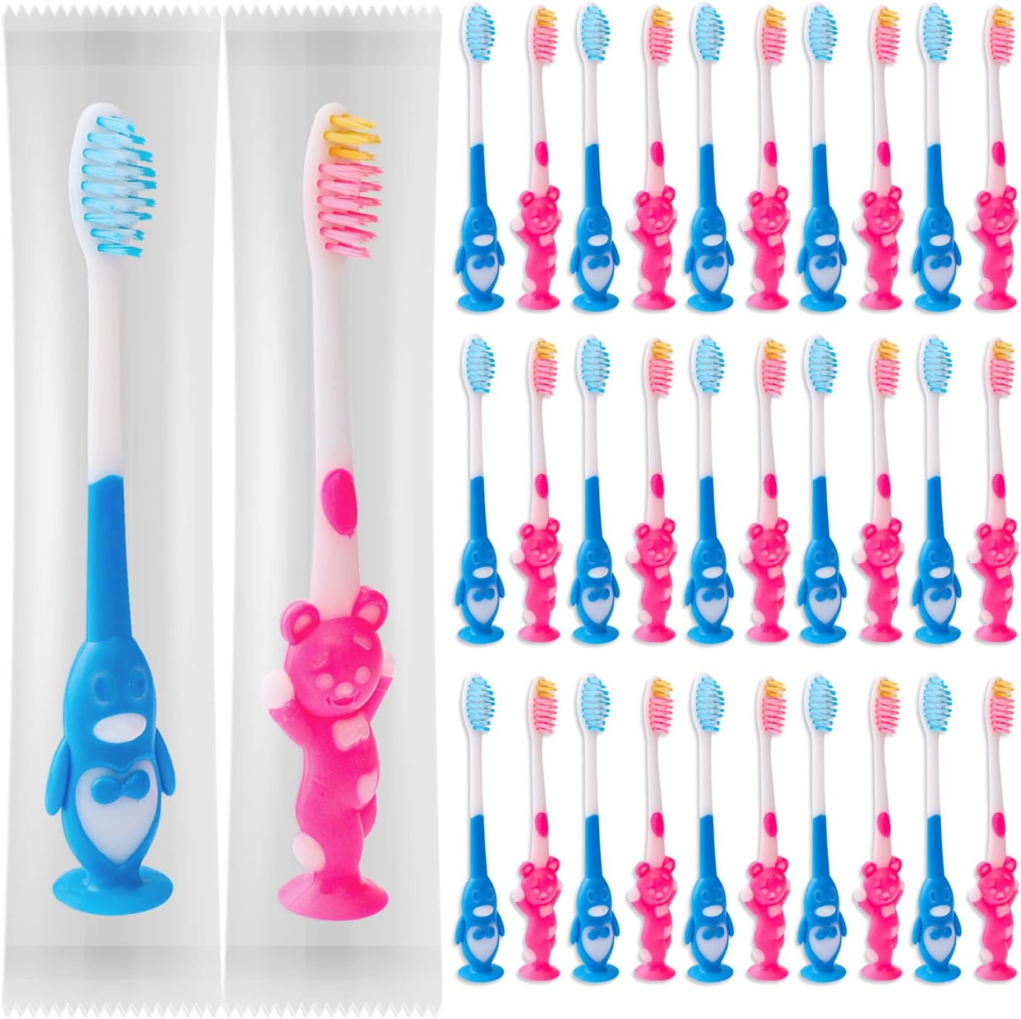 50pcs Toddler Toothbrush Set - Kids Manual Toothbrushes, Soft Bristles, Suction Cup, Age 2+
