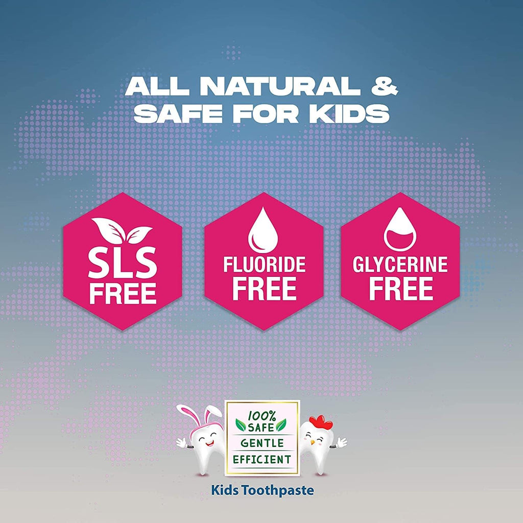 Bentodent Kids Toothpaste - All Natural Kids Toothpaste - Made Safe Certified Kids Toothpaste- No SLS,Veg, Fluoride Free Toothpaste Kids 2+ Age - Fresh Breath, Complete Care(Mango & Bubble Pack)