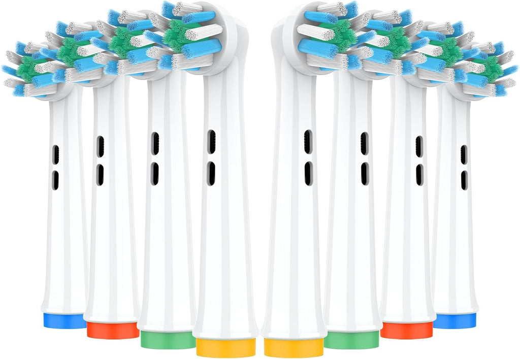 Replacement Heads Compatible with Oral B Electric Toothbrush, Superior Teeth Cleaning with Cross Bristles, 8 Count, White