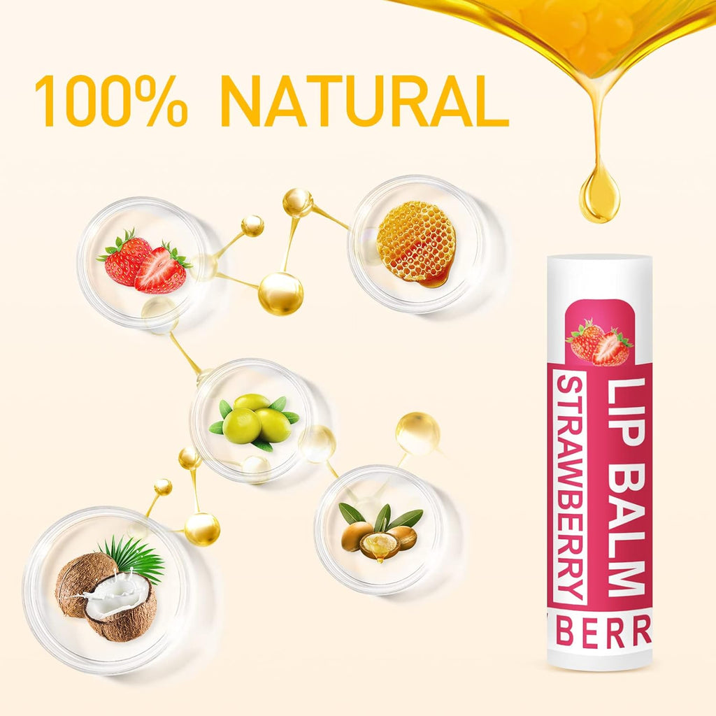 DMSKY 36 Pack Lip Balm, Natural Lip Balm Bulk with Vitamin E and Coconut Oil, Moisturizing Lip Care Product for Dry Cracked Lips- 12 Flavors