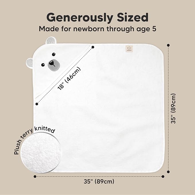 KeaBabies Hooded Baby Towel for Newborn - Viscose Derived from Bamboo Large Baby Bath Towels with Hood for Boys, Girls, Toddler, Extra Absorbent & Soft Newborn Bath Essentials (Polar, Regular)